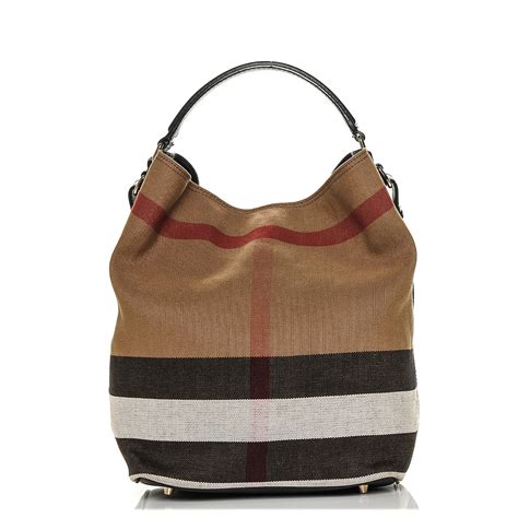 burberry ashby hobo canvas check medium black|BURBERRY Canvas Mega Check Medium Ashby Hobo Black.